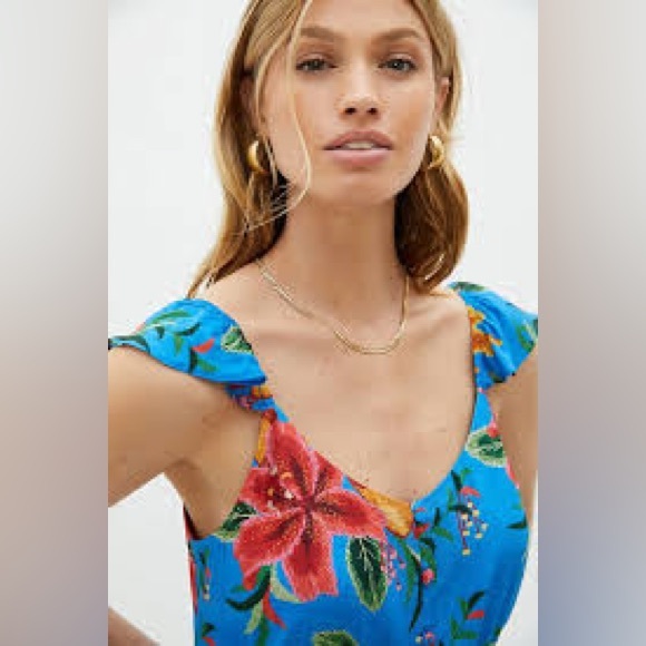 FARM Rio Ruffle Button Front Tank Top XS - Picture 5 of 14